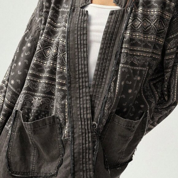 Multicolor Casual Women's Pattern Print Patchwork Jacket - Picture 7 of 8